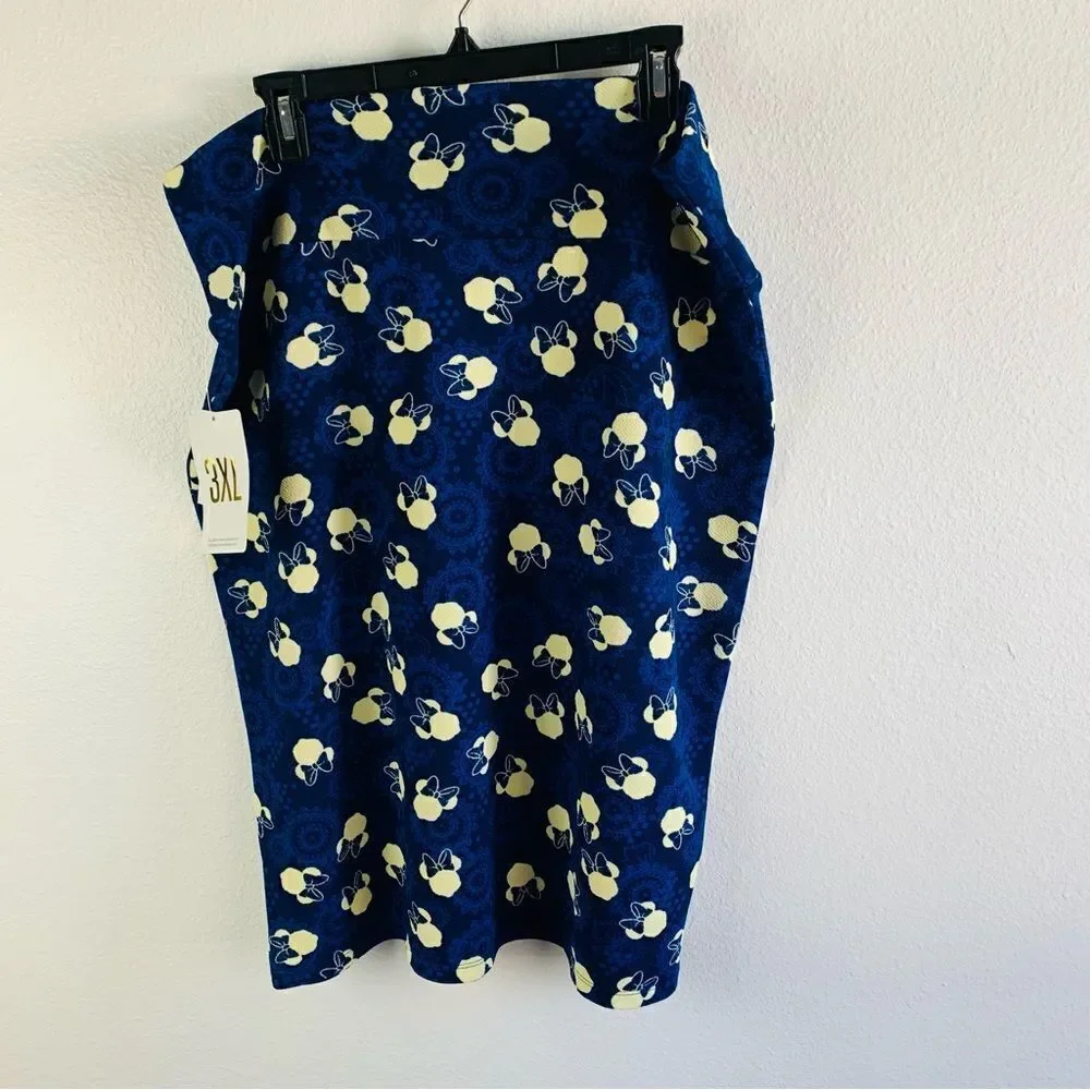 Lularoe Navy Yellow Minnie Mouse‎ Pencil Skirt